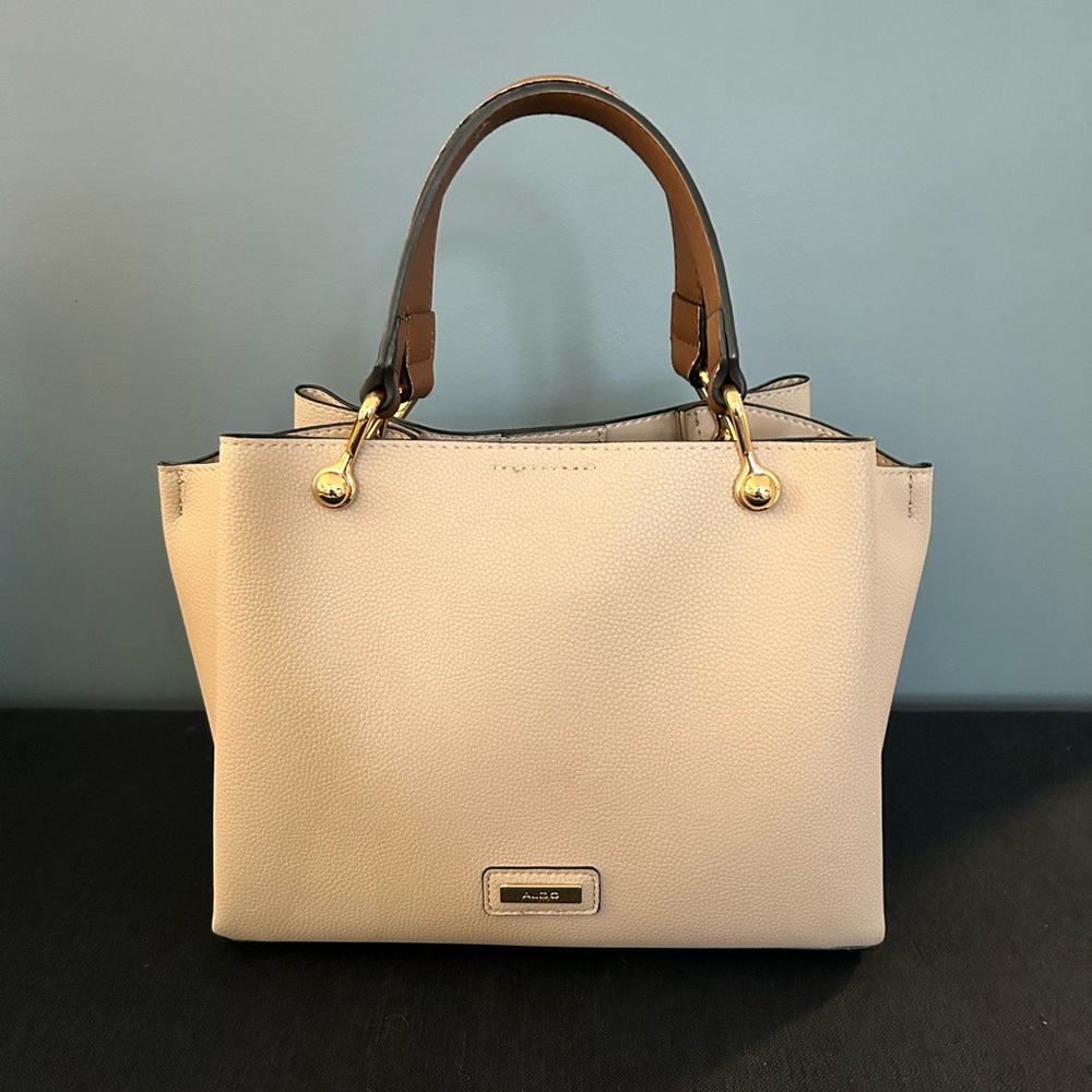 Aldo Cream and Tan Tote Bag